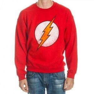 Mens DC Comic Red Super Hero Flash Graphic sweatshirt pull over large 6191